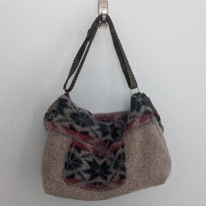 Wool Sweater Blanket Upcycled 12 x 18 Purse Bernie Sanders Grey Aztec